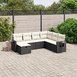 Maison Chic Ensemble Tables et chaises d'extérieur 7pcs avec coussins,Salon de jardin noir résine tressée -GKD505288