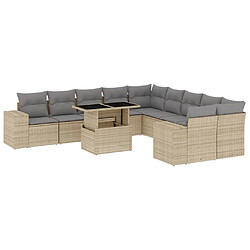 vidaXL Salon de jardin 11 pcs avec coussins beige résine tressée