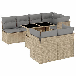 vidaXL Salon de jardin avec coussins 8 pcs beige résine tressée