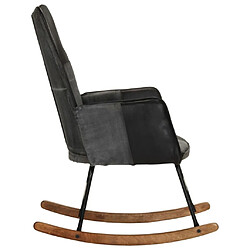 Avis Maison Chic Chaise à bascule | Fauteuil Relax, design moderne Noir Cuir véritable et toile -GKD36081