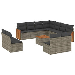 Maison Chic Salon de jardin avec coussins 12 pcs, Ensemble Tables et chaises de jardin, gris résine tressée -GKD838615