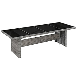 vidaXL Table de jardin 240x90x74 cm Résine tressée et verre 