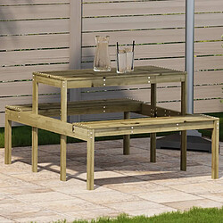 vidaXL Table de pique-nique 110x134x75 cm bois de pin imprégné