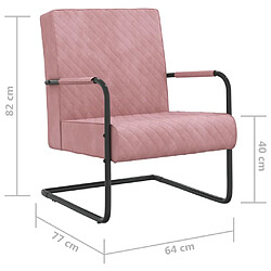 vidaXL Chaise cantilever Rose Velours pas cher