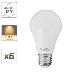 But ampoule E27 LED STANDARD E27 blanc Xanlite - Lot x5 Ampoules LED standard, culot E27, cons. 9W, eq. 60W, blanc chaud - PACK5EE806G