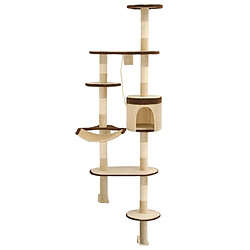 Arbre à chat,niche pour chat en sisal Montage mural 194 cm Beige et marron -MN14184