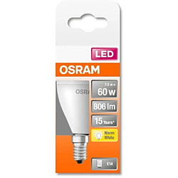 OSRAM Ampoule LED Sphérique dépolie avec radiateur 8W équivalent 60W E14 - Blanc chaud 