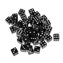 12mm 50pcs Acrylique Six Sided Jeux Spot Dice Party Dice Noir Couleur Jeu De Dés