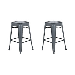 Beliani Tabouret de bar Set de 2 Métal Gris CABRILLO