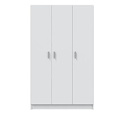 Armoire rangement nettoyage 3 portes en mélamine coloris blanc - Dim : H180 x L108,8 x P37 cm -PEGANE-