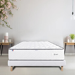 LUXURY LITERIE Ensemble matelas Iris 90x190 cm + sommier blanc ep 13cm •Dimensions du couchage: 90x190 cm •Type de matelas: mousse, memosoft100 •Epaisseur du matelas: 20 cm •Matelas livré roulé compressé •Traitement de protection: Anti-acarien, Anti-bactérien, Hypoallergénique •Revêtement-Coutil certifié Oeko-tex® - 1 Sommie