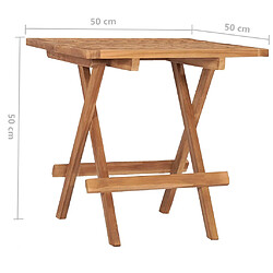 vidaXL Table pliable de jardin 50x50x50 cm Bois de teck solide pas cher