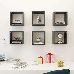 Avis Maison Chic Lot de 6 Étagères cube murales,Etagère de rangement flottantes Gris brillant 26x15x26 cm -MN38232