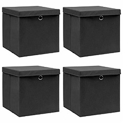 Maison Chic Lot de 4 Boîtes de rangement,Boîtes de stockage avec couvercle Noir 32x32x32 cm Tissu -MN159609