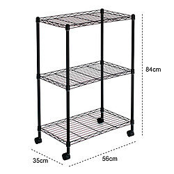 Acheter Catter House Étagère de Rangement à 3 Niveaux Aéré et Roues CATTERHOUSE Klaus 80 - 56x35x80 cm Charge Lourde 105 Kg Cadre en Acier Noir