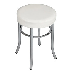 Dansmamaison Tabouret Blanc Métal - LIONIE Tabouret Blanc Métal - LIONIE - L 32 x l 32 x H 45 cm