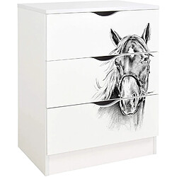 Leomark Commode blanche avec les tiroirs ROMA - Cheval