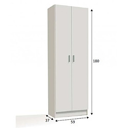 Avis Pegane Armoire de rangement coloris Blanc - 180 x 59 x 37 cm