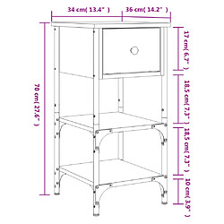 vidaXL Table de chevet chêne sonoma 34x36x70 cm bois d'ingénierie pas cher