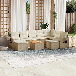 Maison Chic Salon de jardin avec coussins 10 pcs | Ensemble de Table et chaises | Mobilier d'Extérieur beige résine tressée -GKD71129