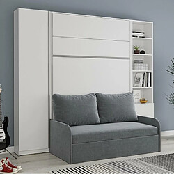 Inside 75 Composition lit escamotable 140 blanc mat BERMUDES SOFA canapé microfibre gris 2 colonnes