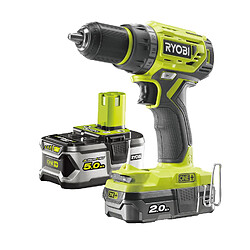 Ryobi - Perceuse-visseuse One+ 18 V Li-Ion 2.0 / 5.0 Ah 13 mm 2 vitesses avec sac à outils - R18DD7-252S