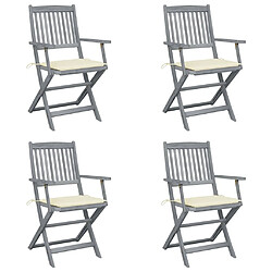 Maison Chic Lot de 4 Chaises pliables d'extérieur avec coussins | chaises de jardin | Fauteuil Relax Bois d'acacia -GKD93967