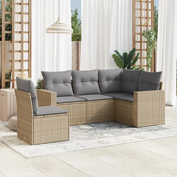 vidaXL Salon de jardin avec coussins 5 pcs beige résine tressée