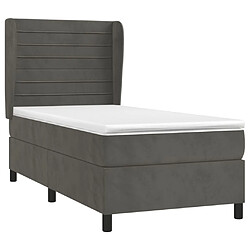 Avis Maison Chic Lit Adulte - Lit simple Lit à sommier tapissier et matelas moelleux - Meuble de Chambre - Gris foncé 90x200 cm Velours -MN71087