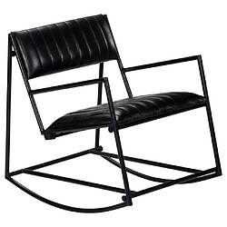 Maison Chic Chaise à bascule | Fauteuil Relax, design moderne Noir Cuir véritable -GKD92515