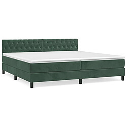 Maison Chic Lit Adulte - Lit simple Lit à sommier tapissier et matelas moelleux - Meuble de Chambre - Vert foncé 200x200cm Velours -MN46965