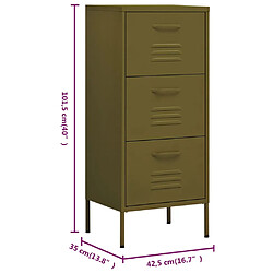 vidaXL Armoire de rangement Vert olive 42,5x35x101,5 cm Acier pas cher