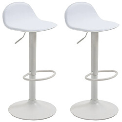 Decoshop26 Lot de 2 tabourets de bar avec repose-pieds en PVC blanc pied trompète en métal blanc 10_0004263 