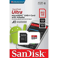 Carte mémoire microSDXC SanDisk Ultra 512 Go - Classe 10 UHS-I - Vitesse de lecture jusqu'à 100 Mo/s