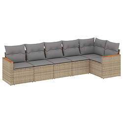 vidaXL Salon de jardin avec coussins 6pcs mélange beige résine tressée