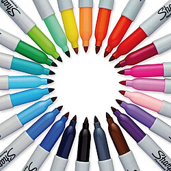 Marqueur permanent à capuchon Sharpie pointe conique fine - couleurs assorties - Pochette de 20