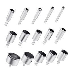 Avis 11/15 Pcs Diamant Foret Set Trépan Ensemble Lot Verre Granit 15pcs 6-50mm