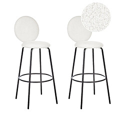 Beliani Tabouret de bar Set de 2 Bouclé Blanc EMERY 