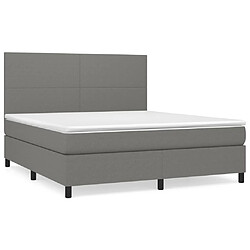 vidaXL Sommier à lattes de lit avec matelas Gris foncé 160x200cm Tissu