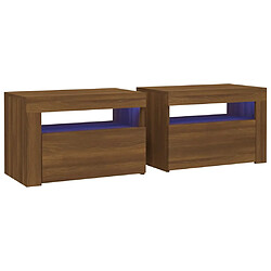 vidaXL Tables de chevet 2 pcs avec LED chêne marron 60x35x40 cm