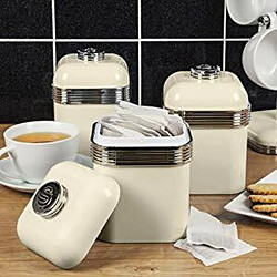 Acheter Retro Set 3 Boîtes de Rangement en Métal 1 Litre, Épices, Thé, Café, Vintage, , Crème, SWAN, SWKA1020CN