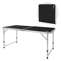 ECD Germany Table de Camping Pliante, Réglable en Hauteur 120x60x54-70 cm, Noir/Argent, en Aluminium et Plastique HDPE, avec Poignée de Transport, Table de Jardin Valise de Voyage Table de Balcon