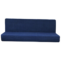 Avis Couverture de sofa sans bras antidérapante pleine housse de canapé-lit pliante bleu foncé