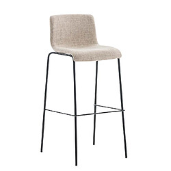 Decoshop26 Lot de 2 tabourets de bar avec repose-pieds dossier incurvé en tissu crème et 4 pieds en métal noir 10_0004199