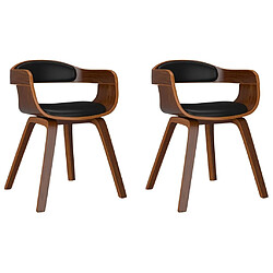 Maison Chic Lot de 2 Chaises à manger,Chaise pour cuisine,Solide Structure noir bois courbé et similicuir -MN44884