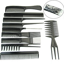 Professionnel 10 Pcs Salon Barber Coupe De Cheveux Coiffure Barber Peignes Set + 12 Pcs Cheveux Styling Clips Noir