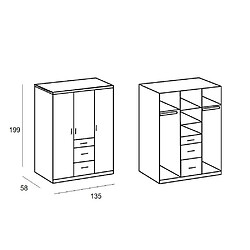 Avis Inside 75 Armoire COOPER 3 portes 3 tiroirs largeur 135 laqué blanc