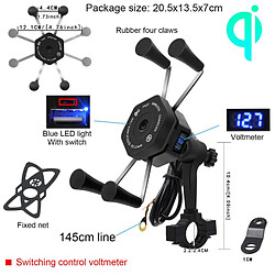 Universal Voltmètre LED 12V Moto USB 10W Qi Charge rapide Chargeur sans fil Support Support Support Mobile G | Mobile Phone Stand Rep.