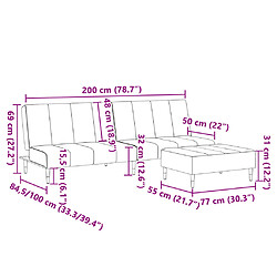 vidaXL Canapé-lit à 2 places avec repose-pied gris foncé velours pas cher