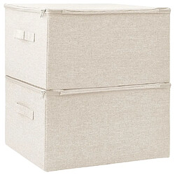 Acheter Maison Chic Lot de 2 Boîtes de rangement,Boîtes de stockage Tissu 43x34x23 cm Crème -MN451507